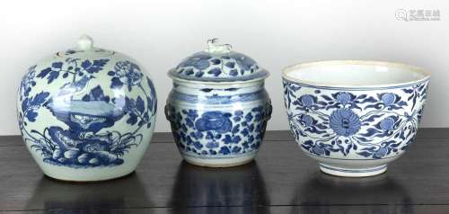 Group of three pieces, Chinese to include a deep bowl, paint...