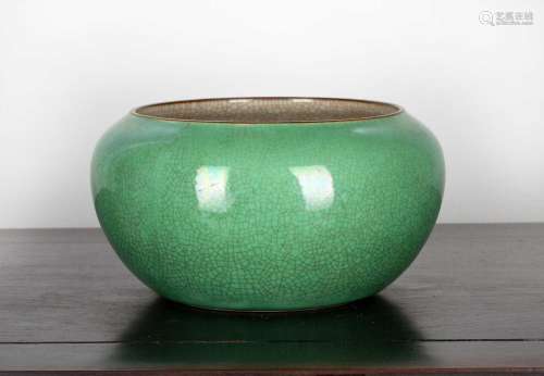 Large green porcelain bowl Chinese, 19th Century with all ov...