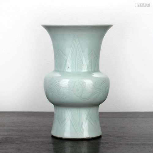Incised celadon gu-form vase Chinese, 18th/19th Century the ...