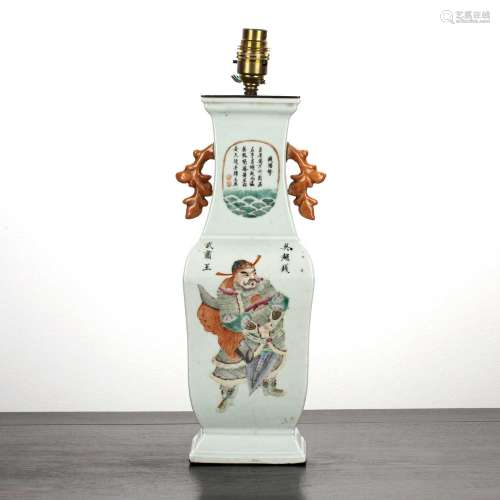 White ground porcelain vase/table lamp Chinese, 19th Century...