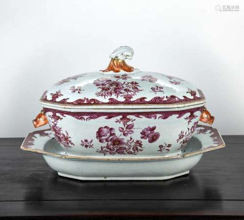 Porcelain rabbits head tureen, cover and stand Chinese, Qian...