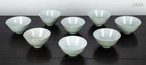 Group of eight celadon bowls Chinese, 19th Century decorated...