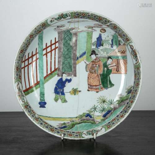 Large famille verte charger Chinese, Kangxi period decorated...