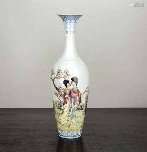 Slender eggshell porcelain vase Chinese, Republic period pai...