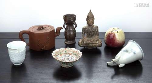 Group of ceramics and items Chinese comprising of a beaker c...