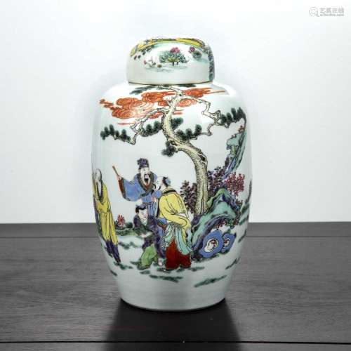 Enamel-decorated vase and cover Chinese, 18th/19th Century d...