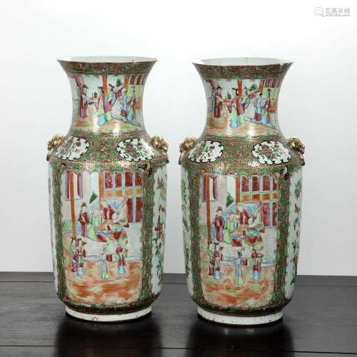 Pair of Cantonese polychrome vases Chinese, 19th Century pai...