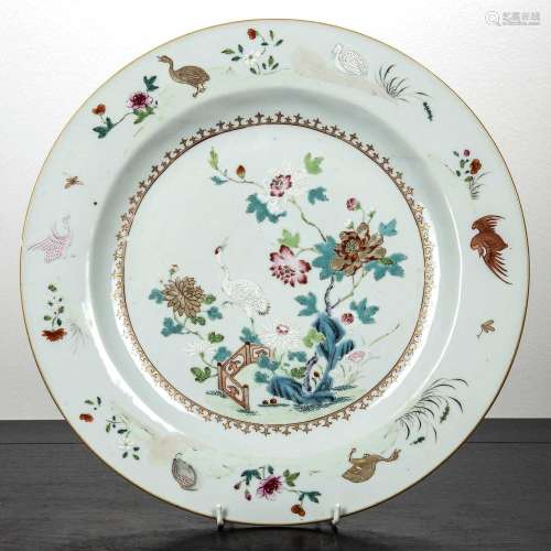 Famille verte porcelain charger Chinese, 18th Century painte...