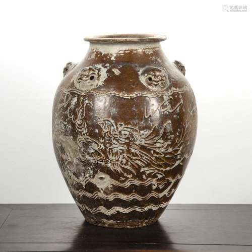 Large treacle glazed storage jar Chinese, 17th/18th Century ...