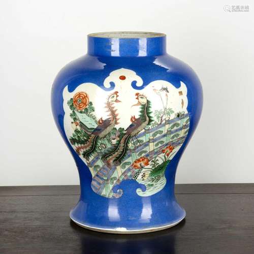 Powder blue ground baluster vase Chinese, 19th Century havin...