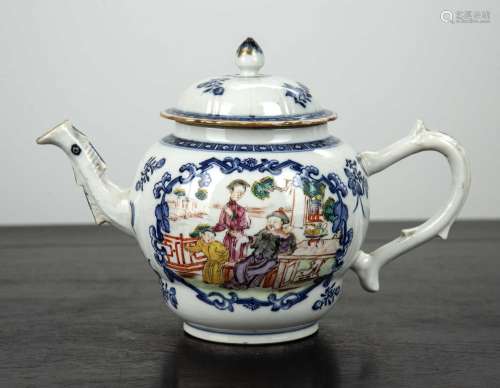 Mandarin porcelain teapot Chinese, 18th Century painted with...