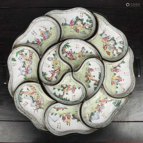 Hors doeuvres set on tray Chinese, early 19th Century compri...