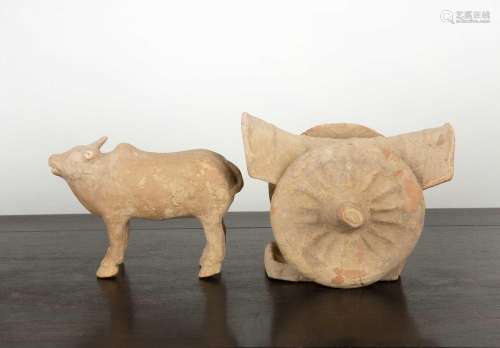Pottery model of an Ox and cart Chinese, Tang dynasty (TL te...