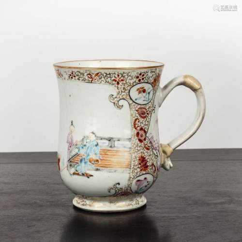 Famille rose tankard Chinese, 18th Century decorated with fi...