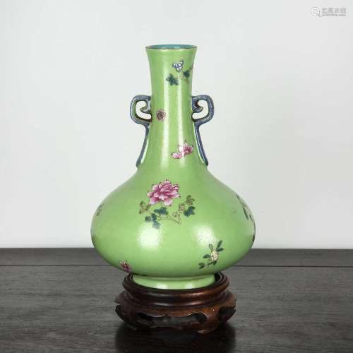 Green ground vase Chinese, Republic period decorated to the ...