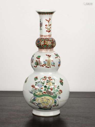 Famille verte gourd shape vase Chinese, Kangxi period decora...