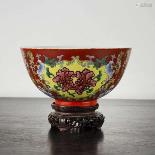 Floral decorated bowl Chinese, Guangxu mark and period decor...