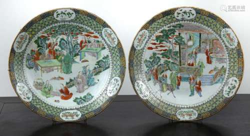 Pair of famille verte porcelain chargers Chinese, late 19th ...