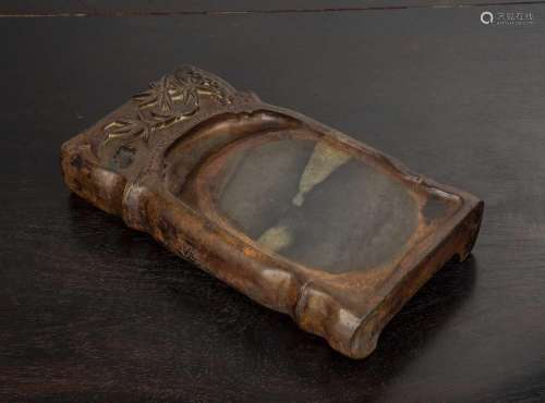 Carved stone brush scholars inkstand Chinese, 18th/19th Cent...