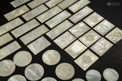 Collection of mother-of-pearl gaming tokens Late 19th/early ...