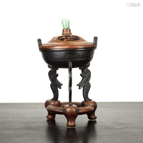 Shang style bronze vessel Chinese, 19th Century set on styli...