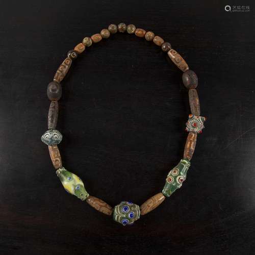 Dzi bead necklace Tibetan, probably Warring States period ma...