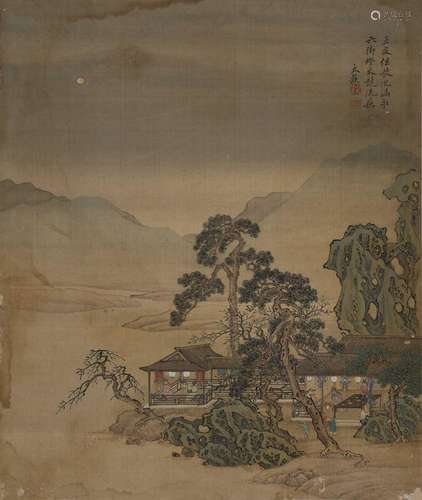 Chinese School 19th Century A landscape view with various do...