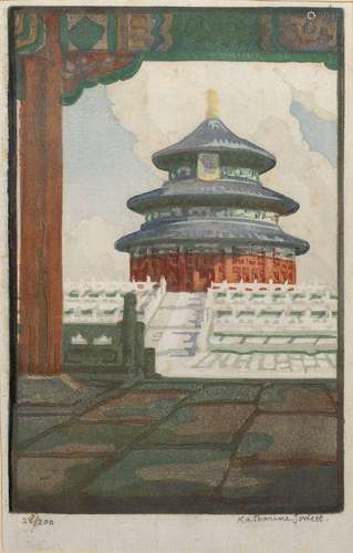 Katharine Jowett (1890-c1965) Bell Tower, Peking 28/200 and ...