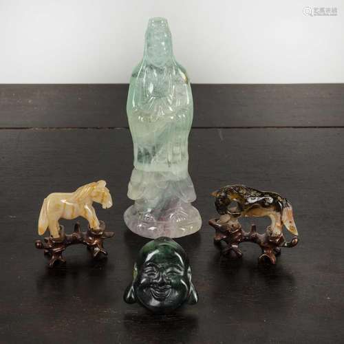 Small group of pieces Chinese to include two miniature hards...