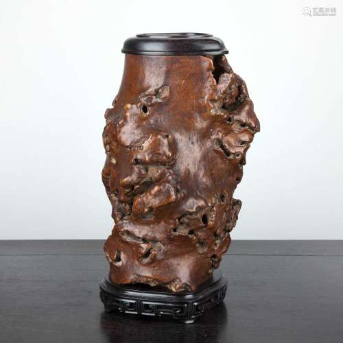 Carved wooden scholars brushpot Chinese, 19th Century carved...