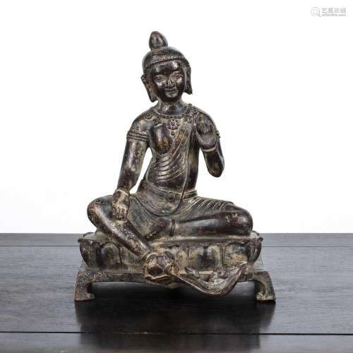 Iron figure of Maitreya with traces of gilt Chinese, probabl...