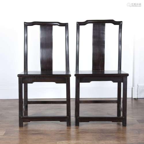 Pair of zitan and rosewood yoke back chairs Chinese, 18th/19...