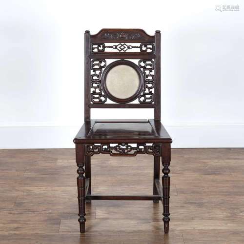 Rosewood side chair Chinese, circa 1900 with marble inset, t...
