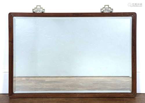 Plain hardwood framed mirror Chinese, circa 1900 with a beve...