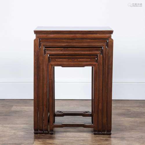 Nest of four hardwood tables Chinese, circa 1900 each with a...