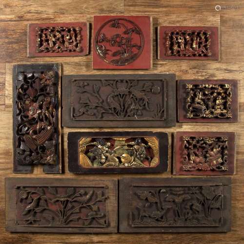 Ten panels from furniture drawer fronts and doors Chinese of...