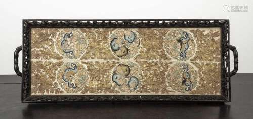 Framed embroidered silk sleeve panels Chinese, 19th Century ...