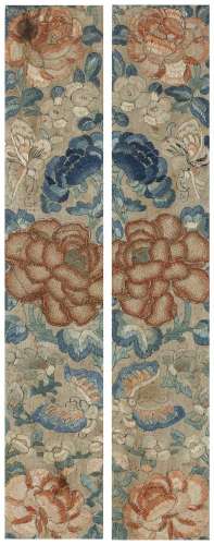 Pair of Kesi silk sleeve panels Chinese, late 19th Century, ...