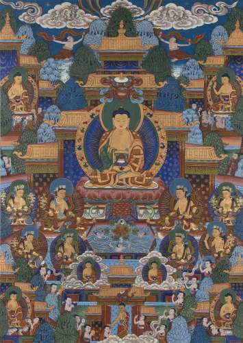 Tibetan Thangka 20th Century possibly depicting Shakyamuni B...
