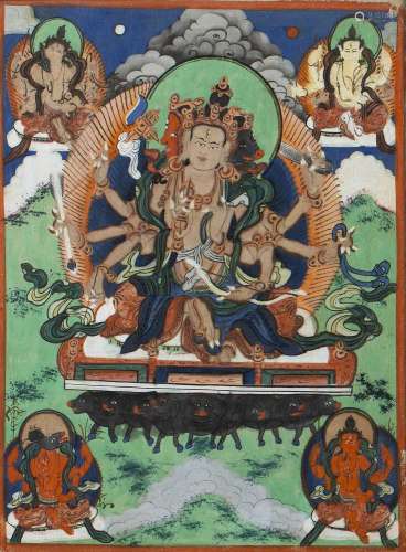 Tibetan Thangka 19th Century possibly depicting Chos-Skyong ...