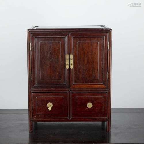 Table top rosewood cabinet Chinese with cupboard doors enclo...