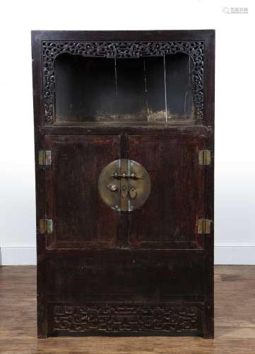Stained wood cupboard Chinese, early 20th Century with open ...