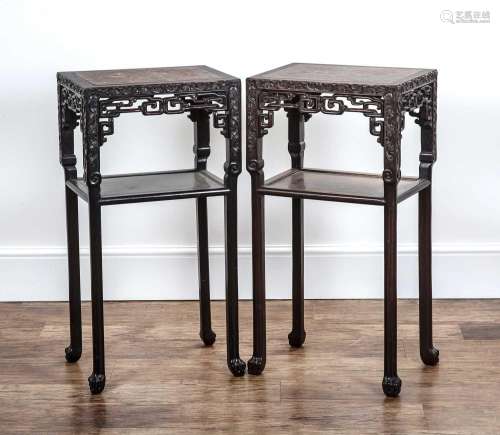 Pair of marble inset tables Chinese, late 19th Century with ...