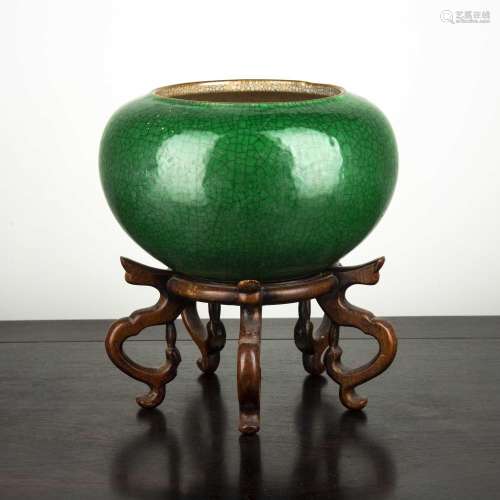 Green glaze crackleware bowl Chinese, 19th Century of ovoid ...