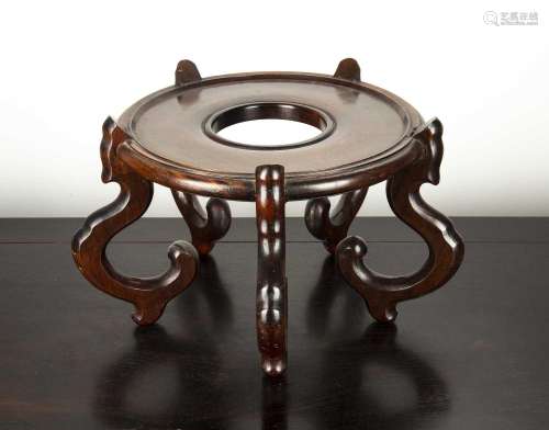 Hardwood jardiniere stand Chinese of circular form and with ...