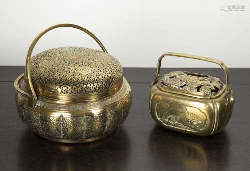 Bronze censer and hand warmer Chinese, 19th/20th Century the...