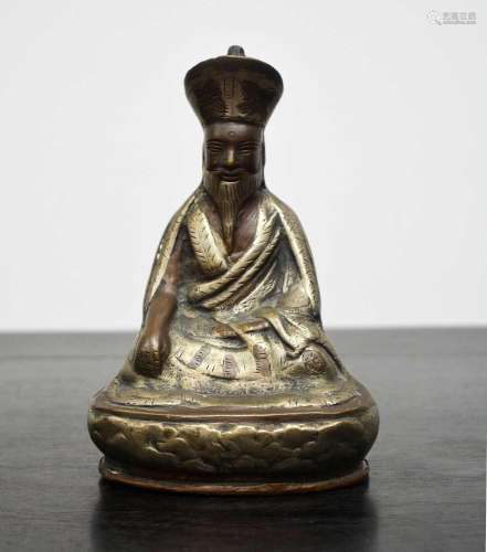 Small copper and white metal buddha Sino-Tibetan the figure ...