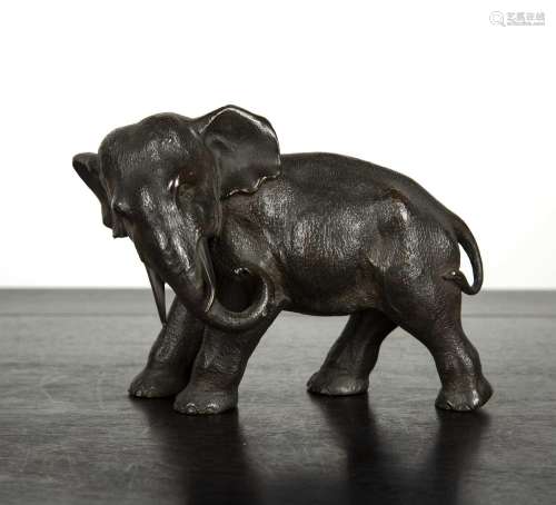 Bronze model elephant Japanese, Meiji period with its head t...