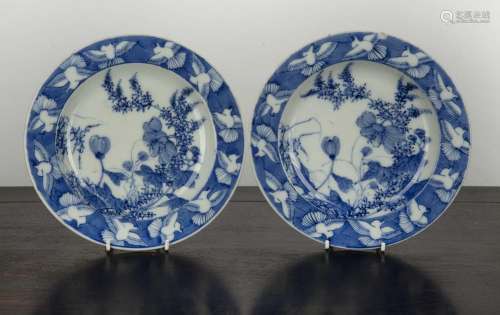 Blue and white Arita plates Japanese, late 19th Century pain...