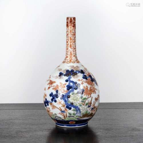 Arita bottle vase Japanese, late 19th Century painted with b...